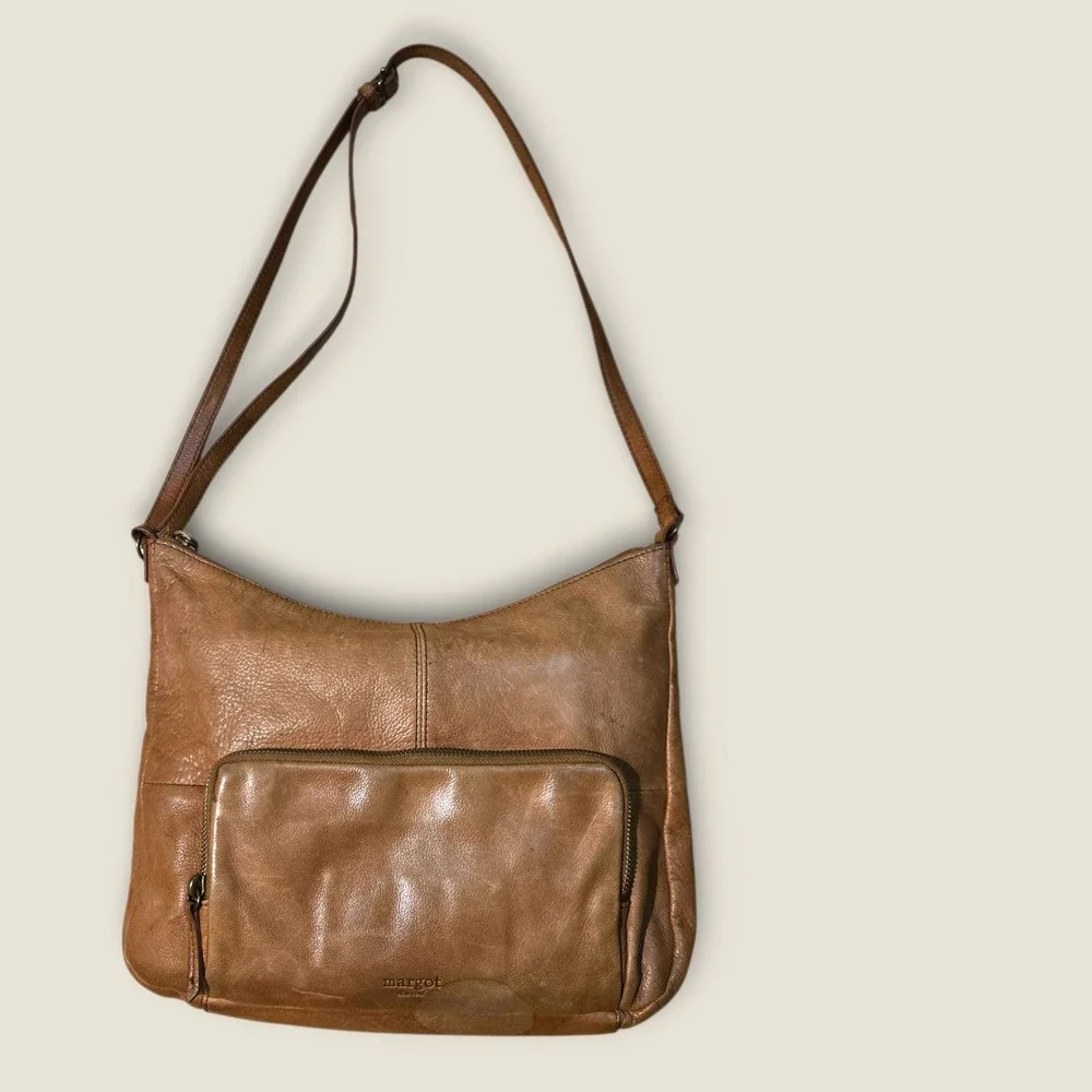 Vintage Margot New York Leather Hobo Bag 2000s 13x13